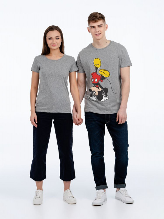 Футболка Upside Down Mickey, серый меланж