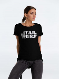 Футболка женская Star Wars Silver, черная с серебристым
