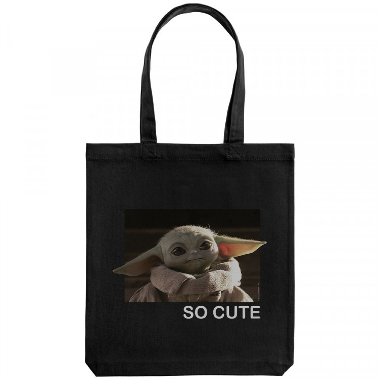 Холщовая сумка Baby Yoda, черная