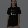 Футболка Drunk со светящимся принтом, черная