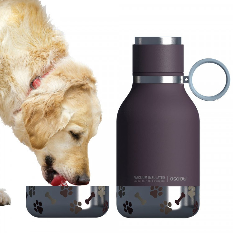 Термос Dog Bowl с миской для питомца, темно-фиолетовый