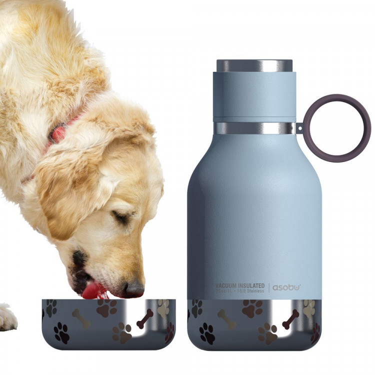 Термос Dog Bowl с миской для питомца, голубой