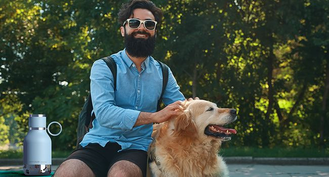 Термос Dog Bowl с миской для питомца, голубой