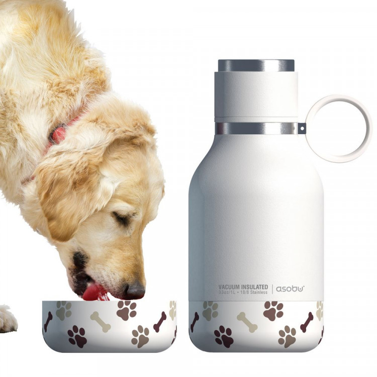 Термос Dog Bowl с миской для питомца, белый